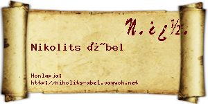 Nikolits Ábel névjegykártya